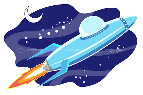 Illustrated Spaceship in Space